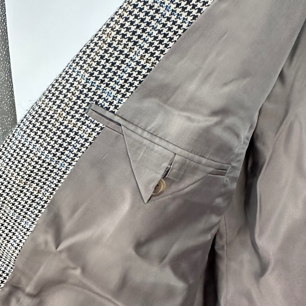 Chaps Houndstooth Blazer Silk Sport Coat Two Button Jacket 40R - Picture 4 of 11